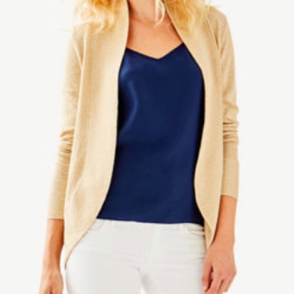 Lilly Pulitzer Amalie Cardigan Gold Xs 